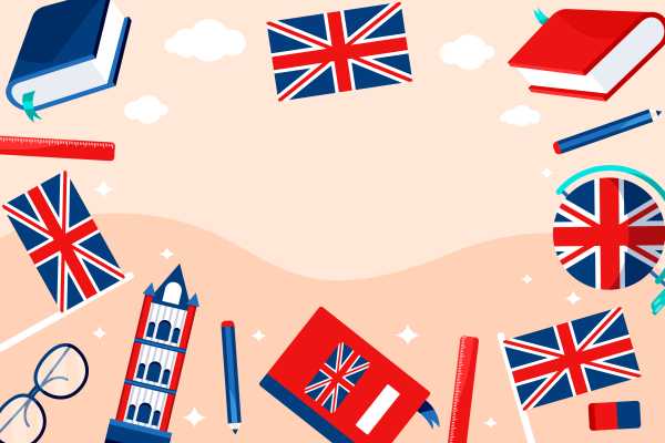 Bild mit handgezeichneten Illustrationen für Englisch